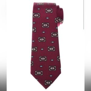 KITON SEVENFOLD TIE RED RECTANGLE DESIGN‎ 100% SILK NWT MSRP $350
